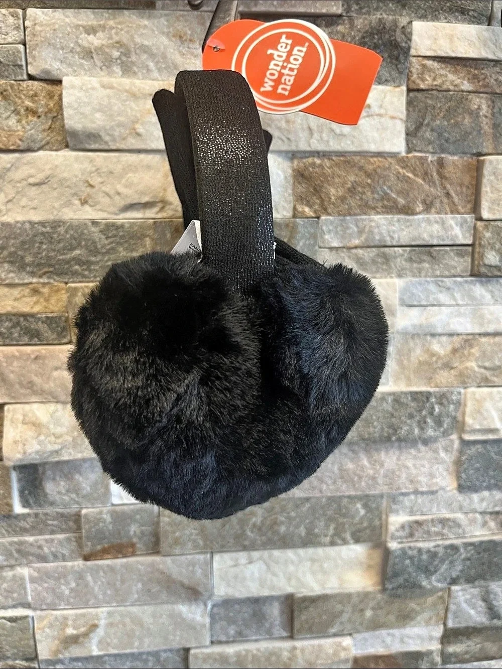 Wonder Nation Faux Fur Trim Knit Gloves NWT in Black